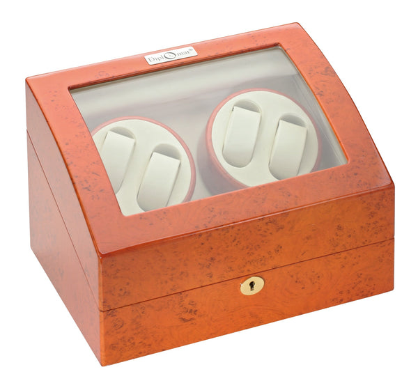 Diplomat Burl Wood Four Watch Winder