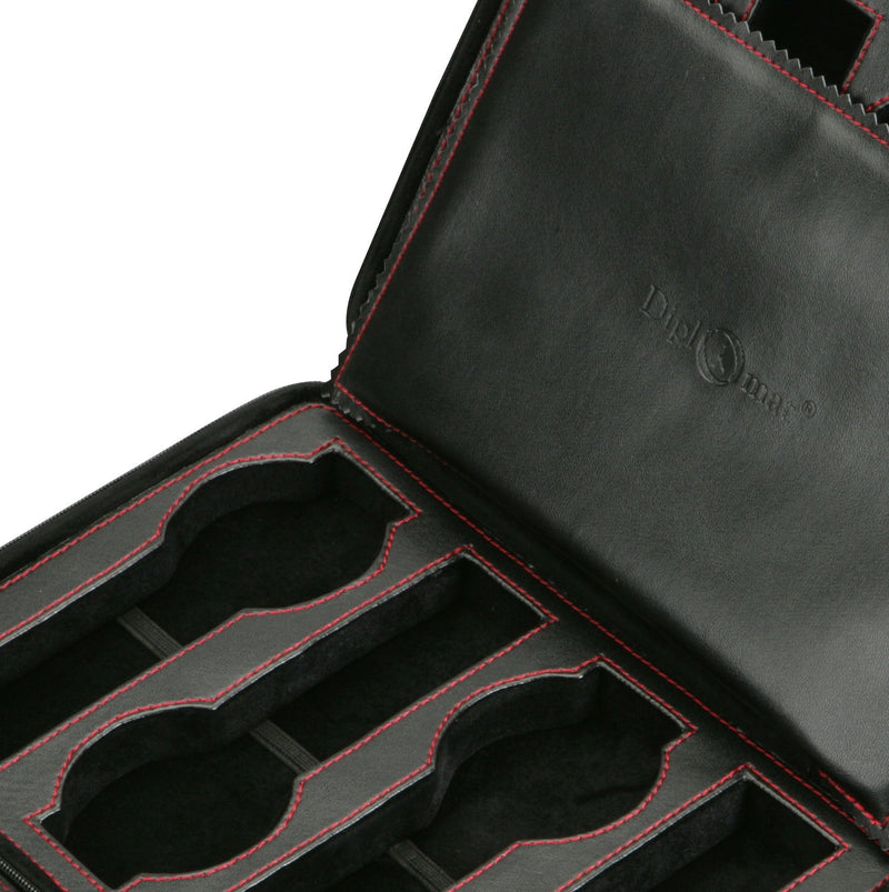 Diplomat Black Leather 8 Watch Travel Case