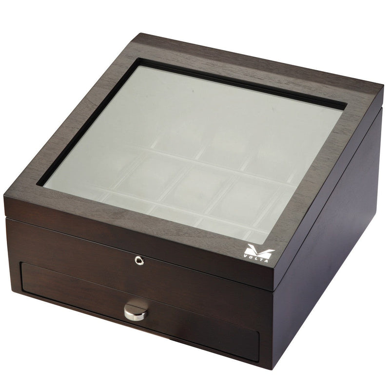 Volta Rustic Brown 15 Wood Watch Case With Extra Storage Compartment