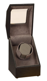 Diplomat Black Leather Single Watch Winder with Stitch Trim