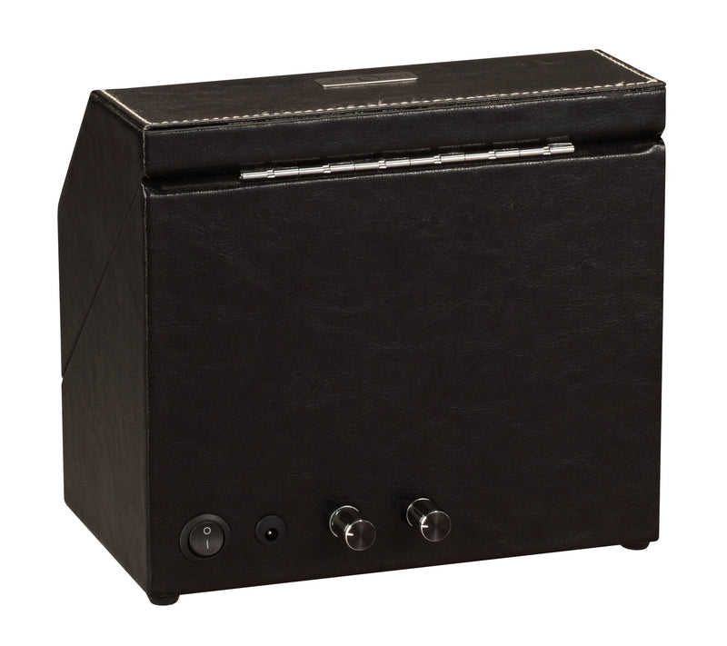 Diplomat Black Leather Double Watch Winder with Stitch Trim