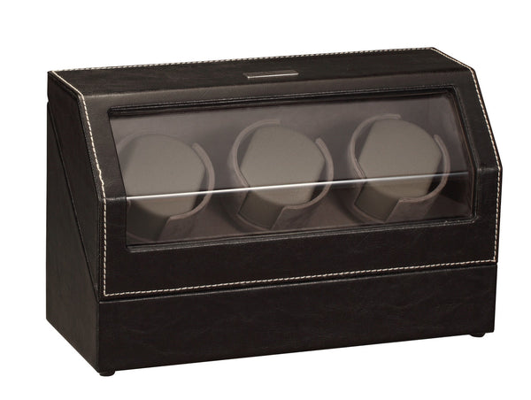 Diplomat Black Leather 3 Watch Winder