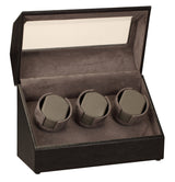 Diplomat Black Leather 3 Watch Winder