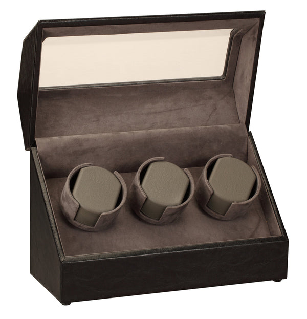 Diplomat Black Leather 3 Watch Winder