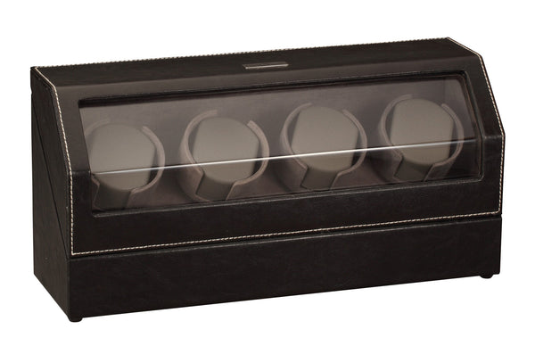 Diplomat Black Leather Four Watch Winder