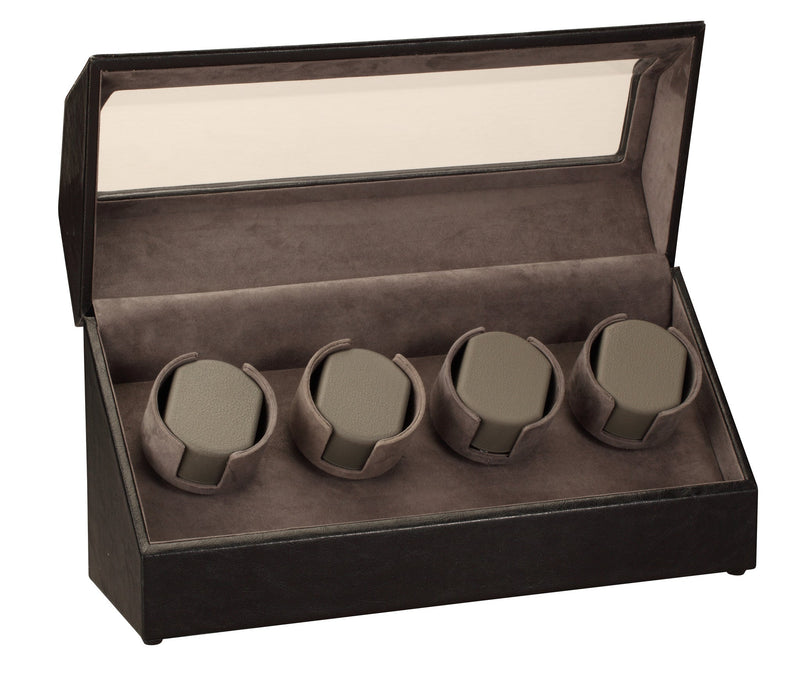 Diplomat Black Leather Four Watch Winder