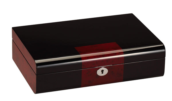 Diplomat 10 Piano Black Wood Watch Case With Cherry Wood Accent Trim