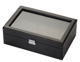 10 Piece Carbon Fiber Watch Box With Red Stitch Trim