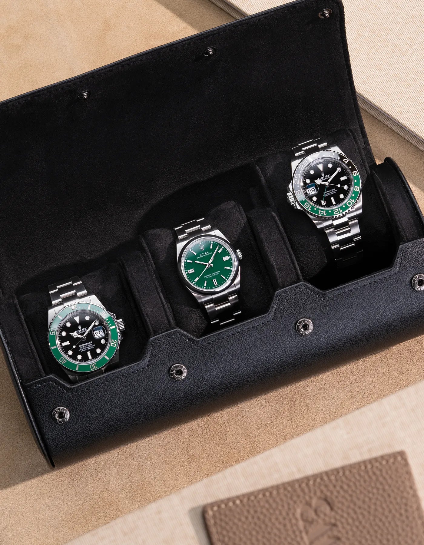 Three-Timepiece Watch Roll