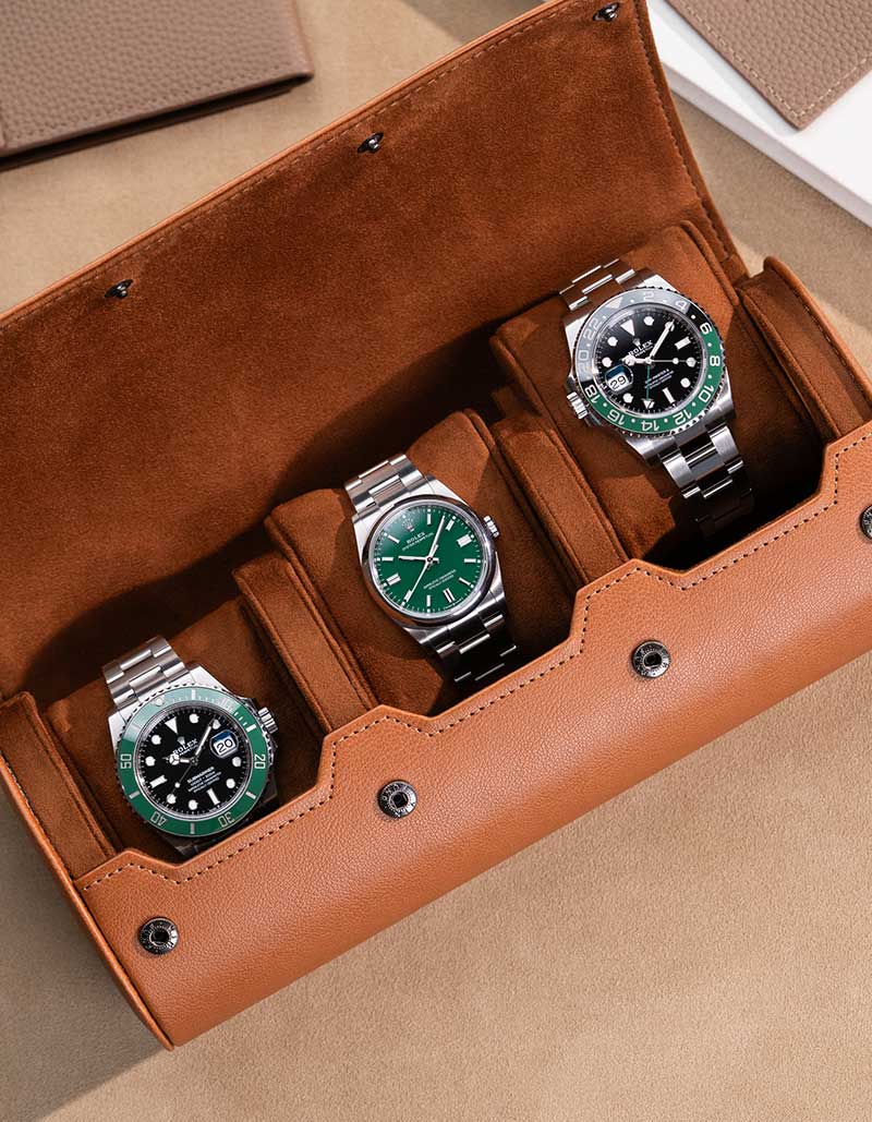 Three-Timepiece Watch Roll